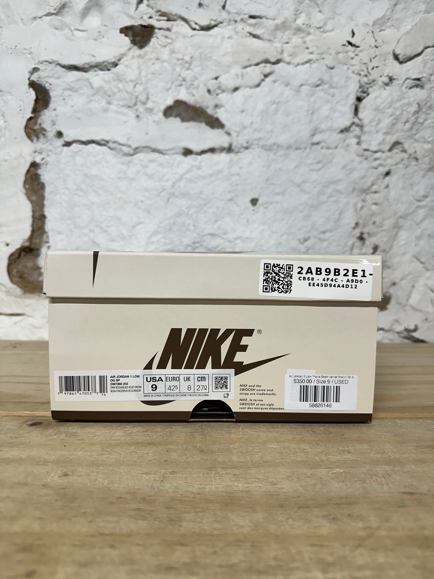 Air Jordan 1 Low Travis Scott Velvet Brown Sz 9