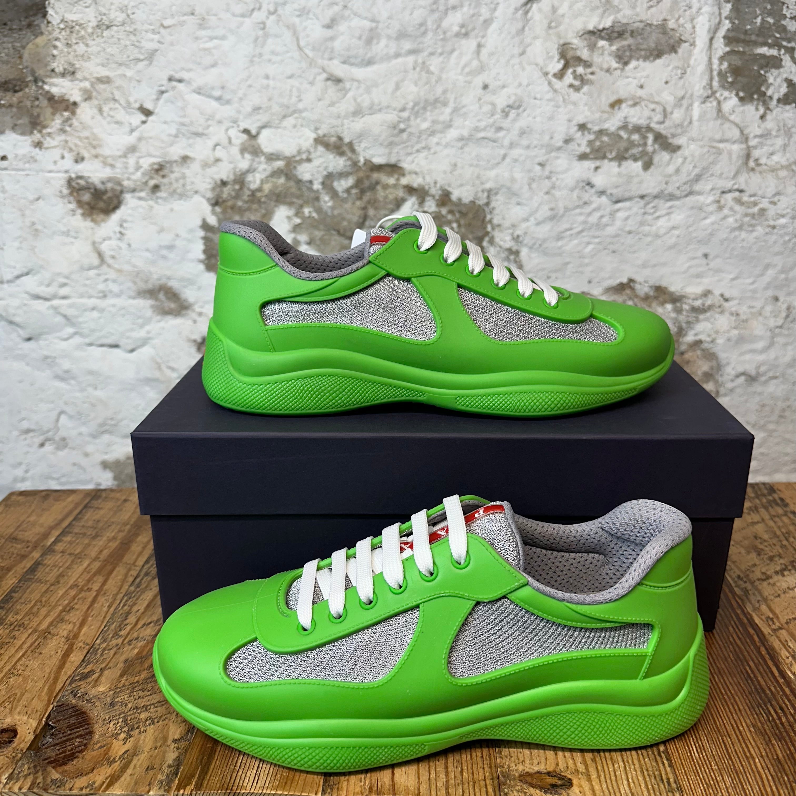 Prada Americas Cup Green Rubber Sneaker Sz 8 (41) DS