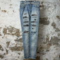 Amiri MX1 Black Paisley Thrasher Blue Denim Jeans Sz 29