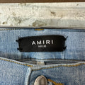 Amiri MX1 Camo Patch Light Blue Denim Jeans Sz 32