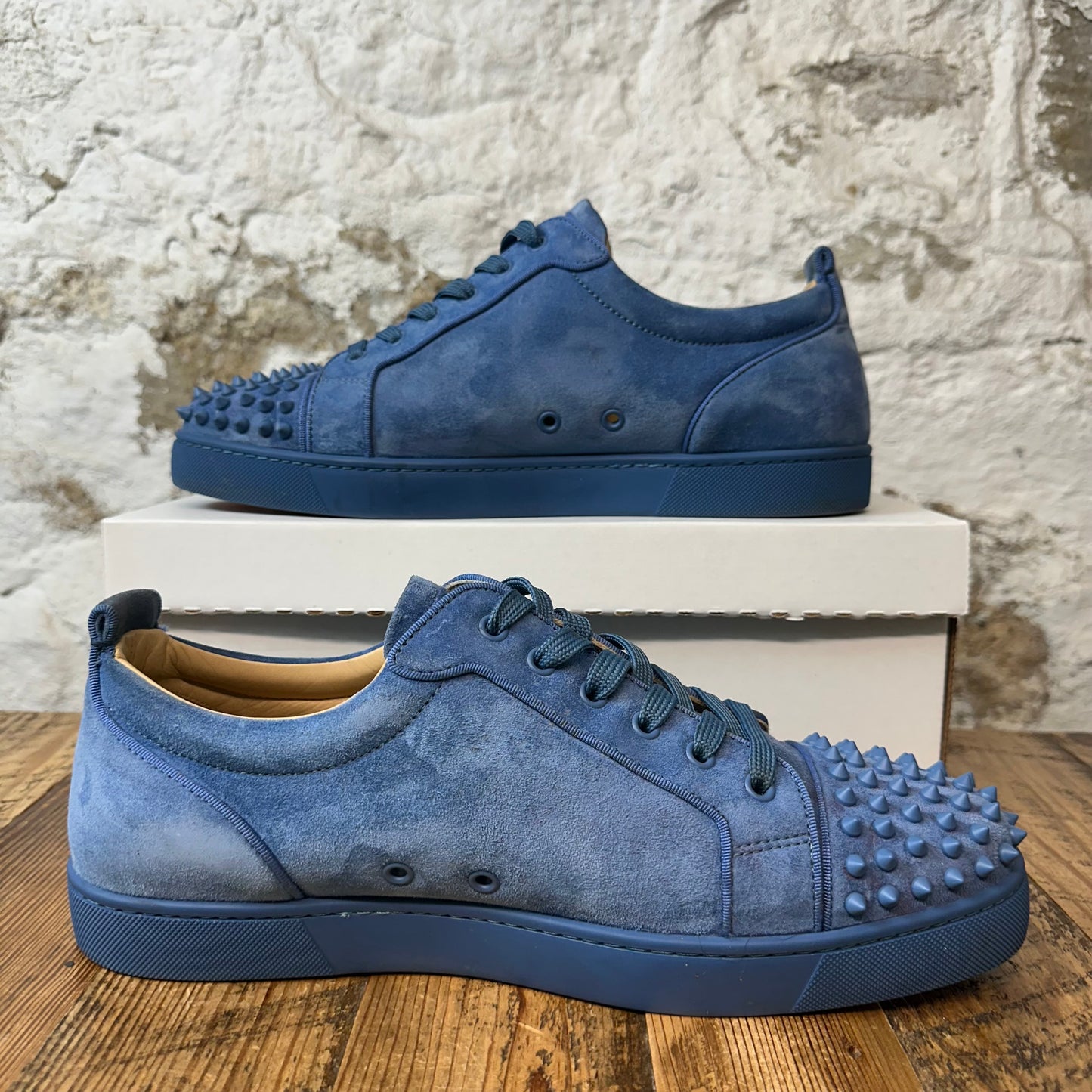 Christian Louboutin Blue Suede Spike Low Sz 12.5 (45.5) No Box