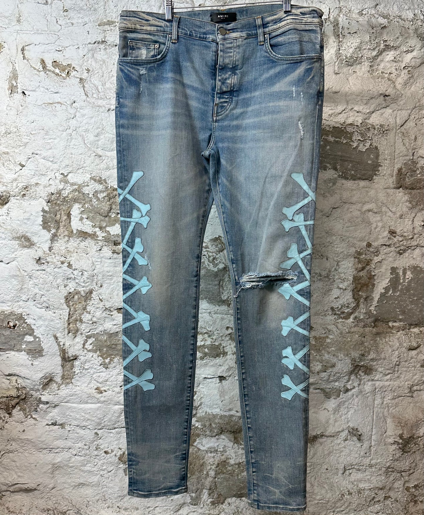 Amiri Blue Bones Blue Denim Jeans Sz 38