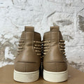 Christian Louboutin High Beige Leather Spike Sneaker Sz 11 (44)