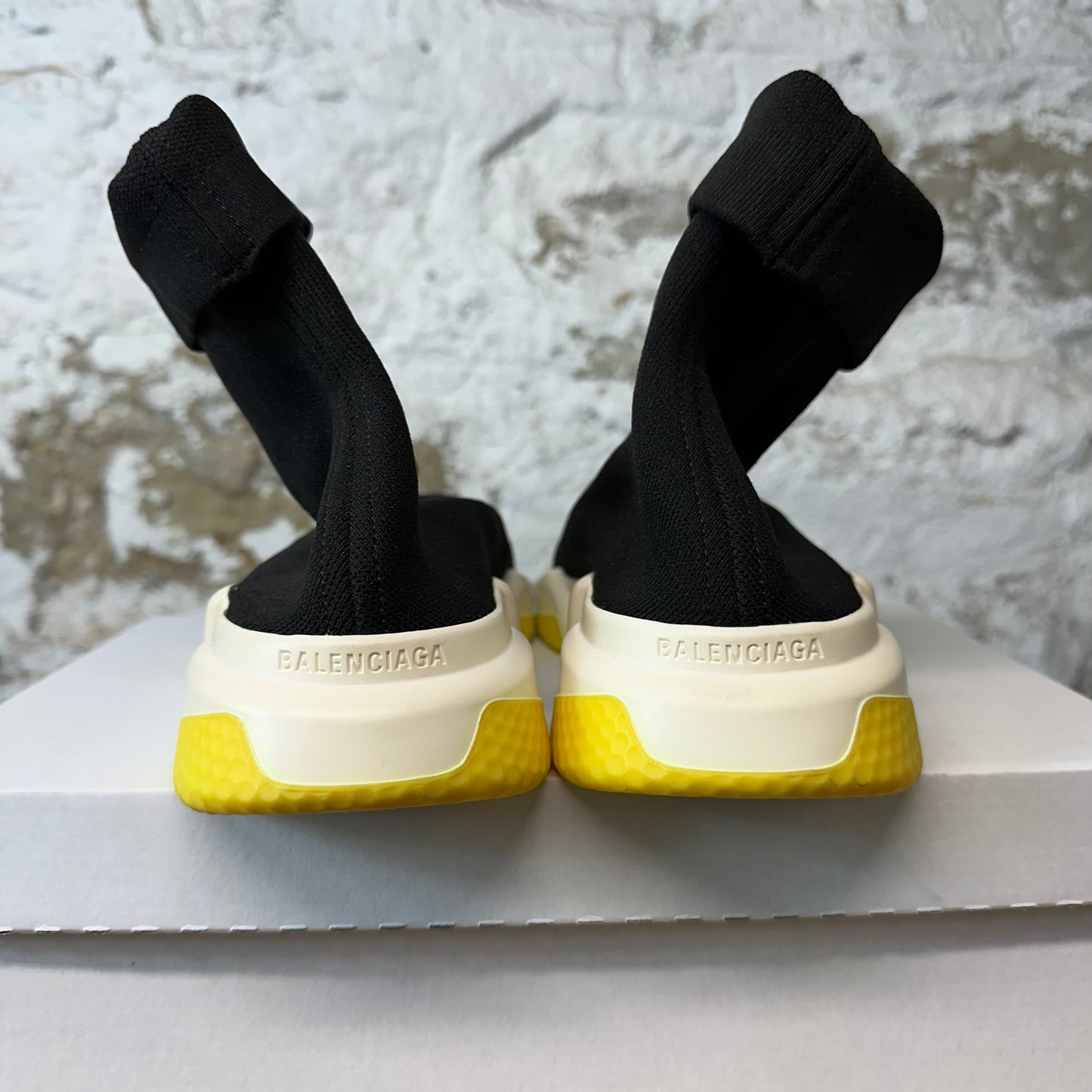 Balenciaga Sock Runner Black White Yellow Sneaker Sz 10 (43)
