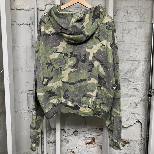 Vale Crystal Green Camo Zip Up Hoodie Sz XL