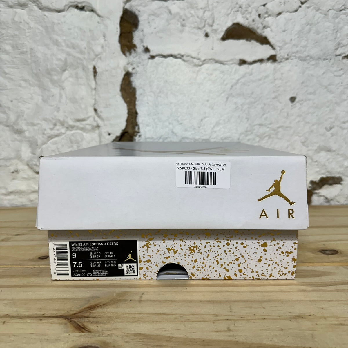Air Jordan 4 Metallic Gold Sz 7.5 (9W) DS