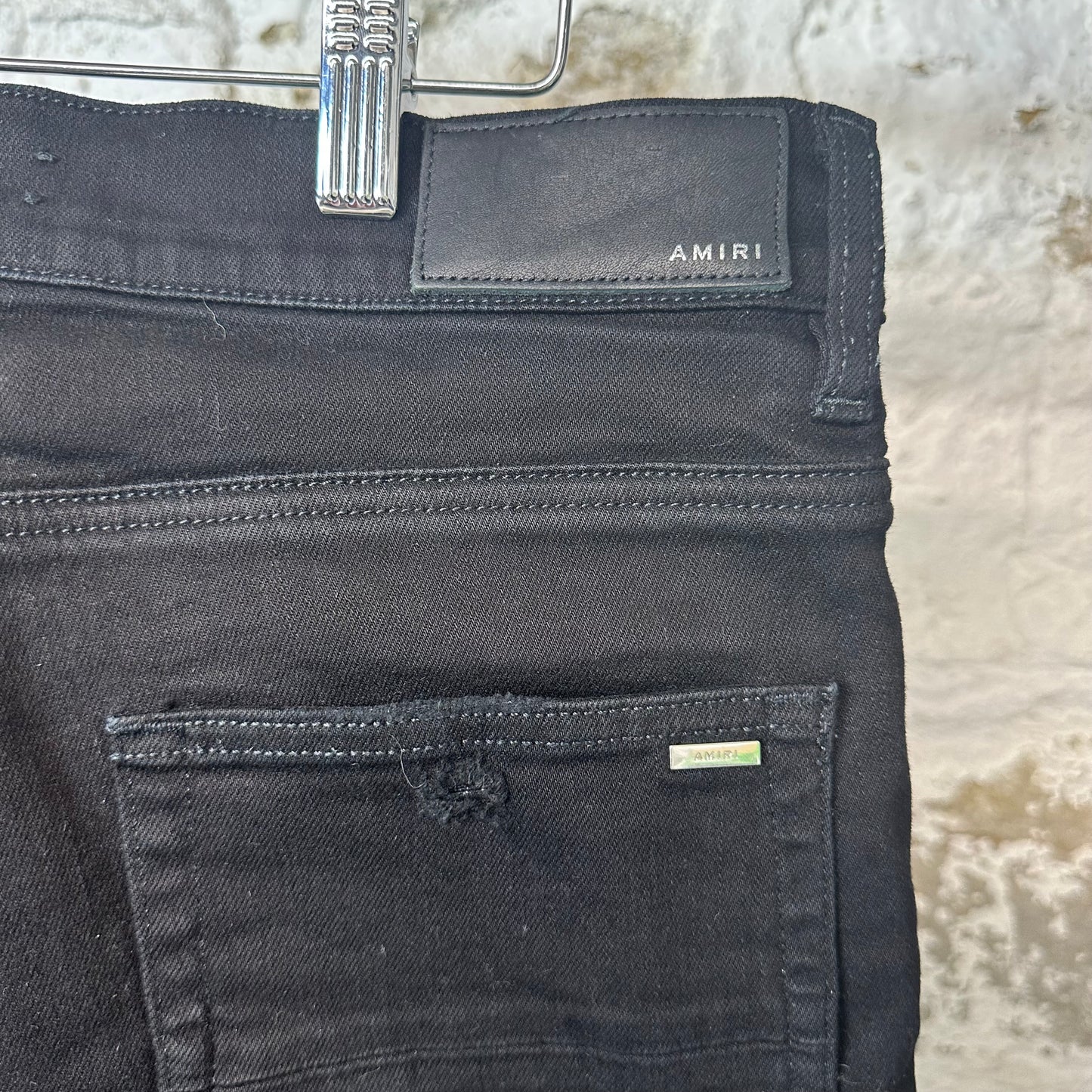 Amiri MX1 Black Suede Blue Denim Jeans Sz 32