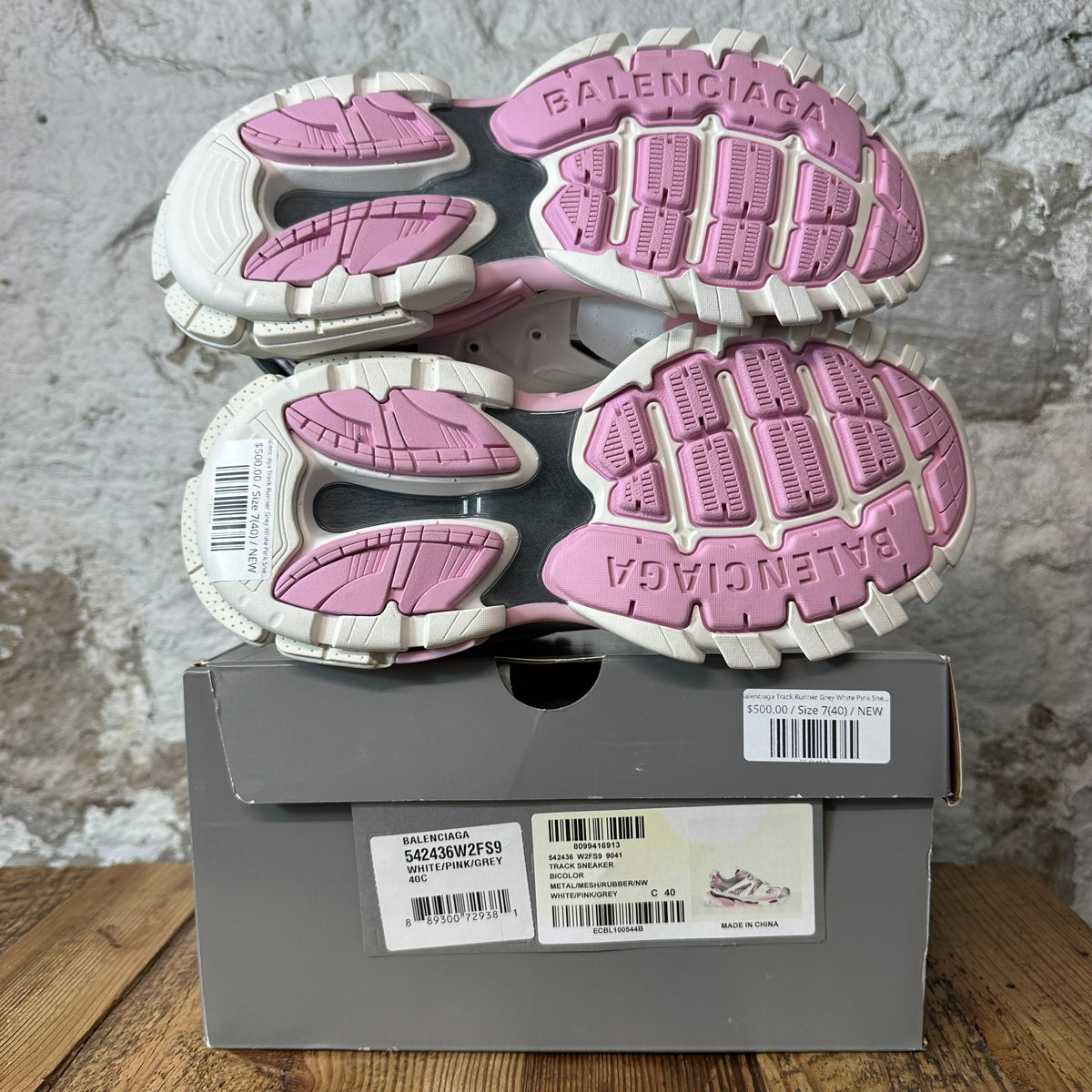 Balenciaga Track Runner Grey White Pink Sneaker Sz 7 (40) DS