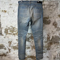 Amiri MX1 Black Multicolor Paisley Blue Denim Jeans Sz 33