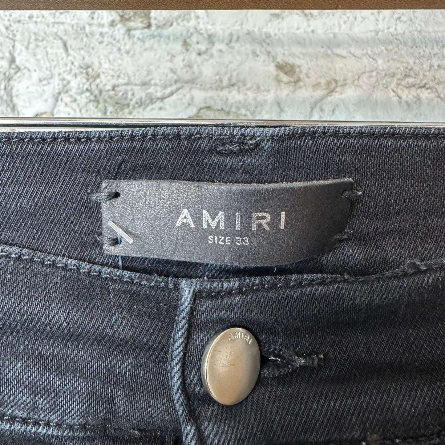 Amiri Knee Rip Paint Splatter Black Denim Jeans Sz 33