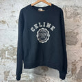 Celine Crest Logo Black Crewneck Sz L