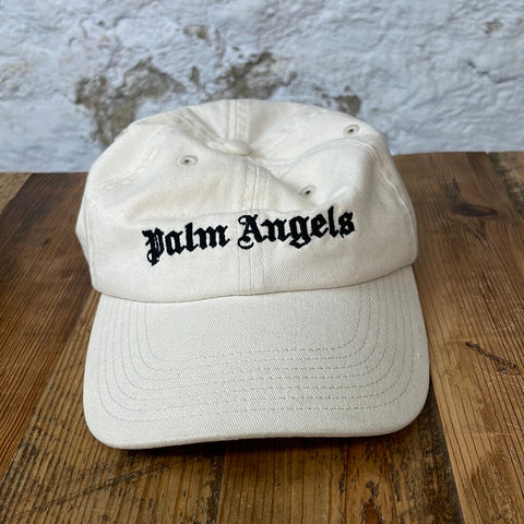 Palm Angels Black Spellout Cream Hat
