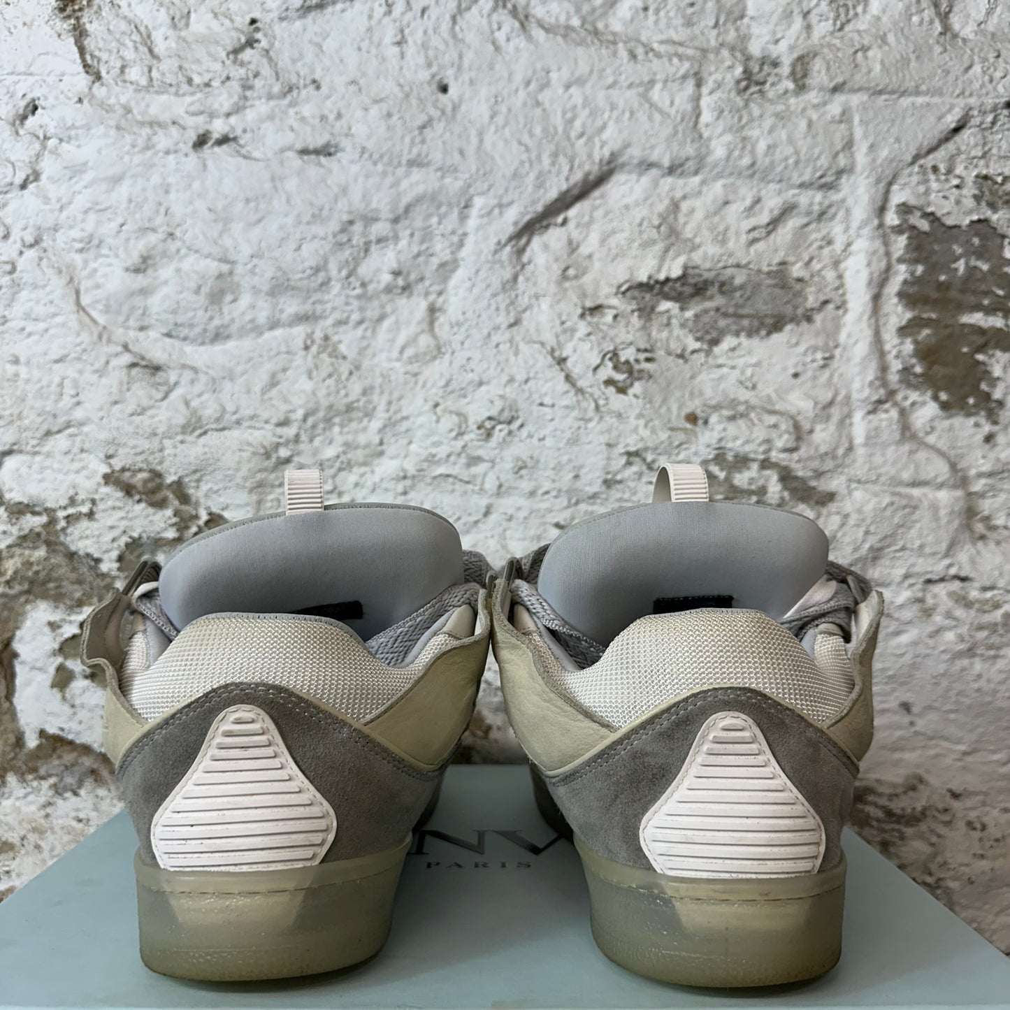 Lanvin Curb Gray Lace Beige Sneaker Sz 11 (44)