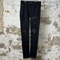 Amiri MX1 Black Leather Black Denim Jeans Sz 31
