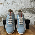 Prada Americas Cup Celeste Patent Grey White Sneaker Sz 5.5 (37.5)