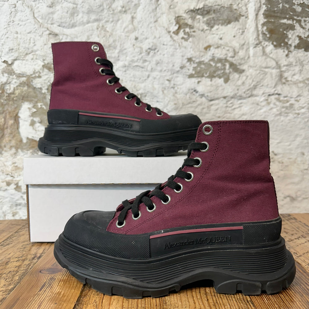 Alexander Mcqueen Maroon Black Tread Boot Sneaker Sz 4.5 (36.5)