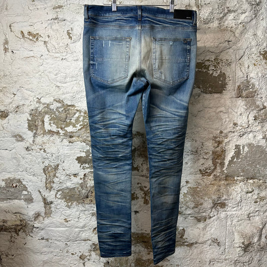 Amiri MX1 Sky Blue Cream Blue Denim Jeans Sz 38