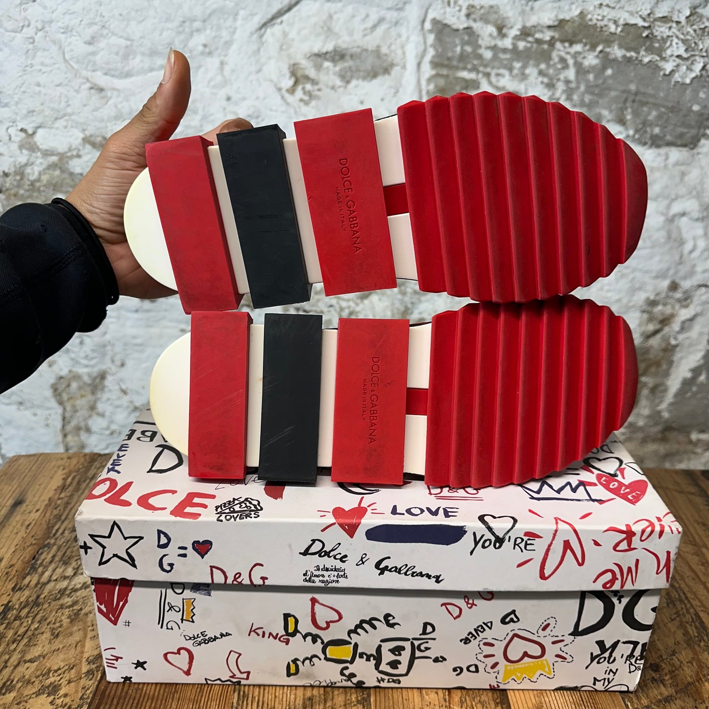 Dolce Gabbana Black White Red Sorrento Sneaker Sz 12 (45)