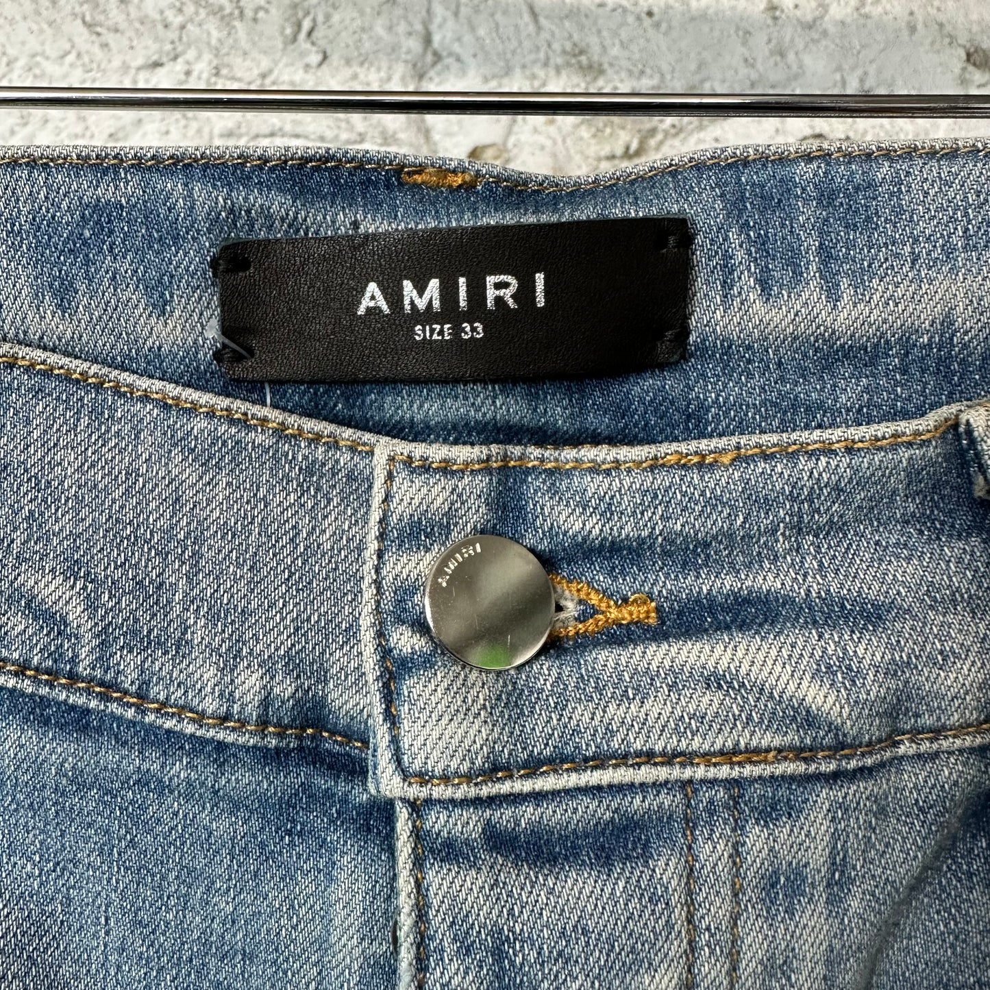 Amiri Camo Bones Blue Denim Jeans Sz 33