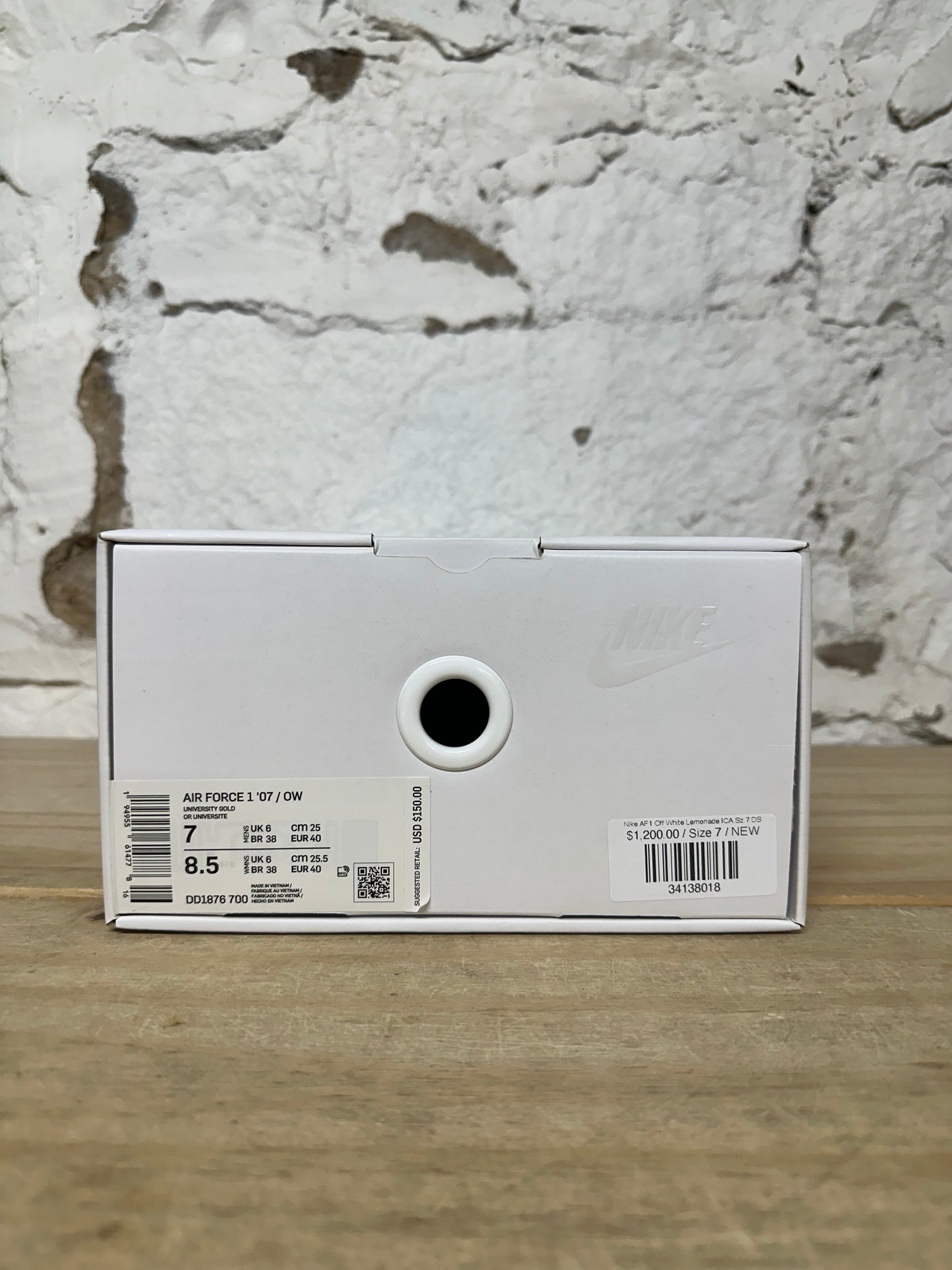 Nike Air Force 1 Low Off-White Lemonade ICA Sz 7 DS