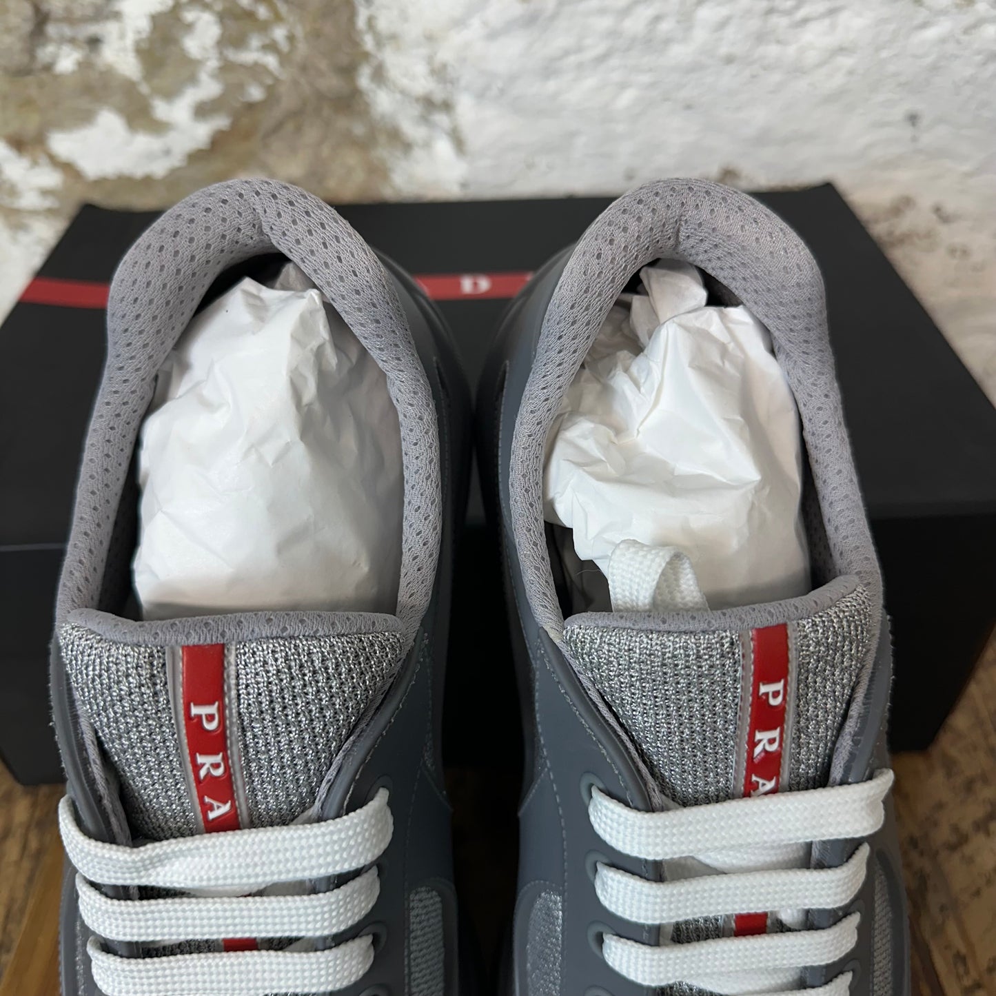 Prada Americas Cup Grey Rubber Sneaker Sz 11 (44) DS