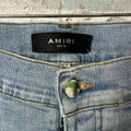 Amiri MX1 Yellow Suede Blue Denim Jeans Sz 36