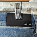 Amiri MX1 Black Leather Blue Denim Jeans Sz 34