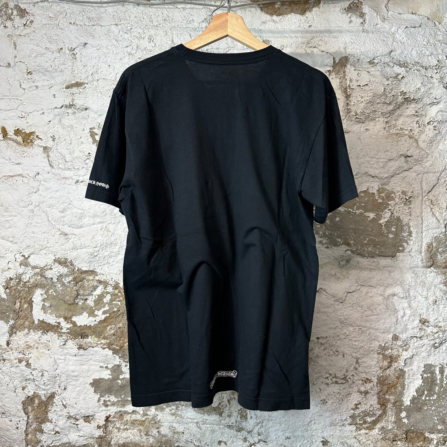 Chrome Hearts White Neck Spell Black T-Shirt Sz L