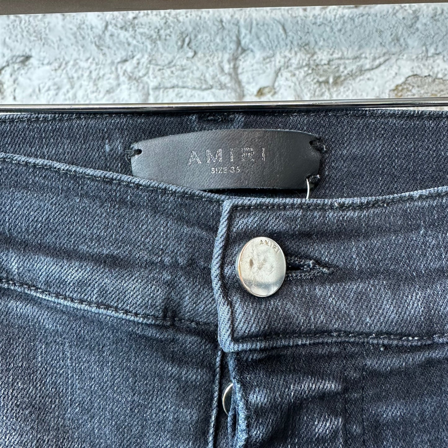 Amiri MX1 Gray Paisley Black Denim Jeans Sz 36
