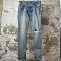 Amiri Knee Hole Plain Blue Denim Jeans Sz 34