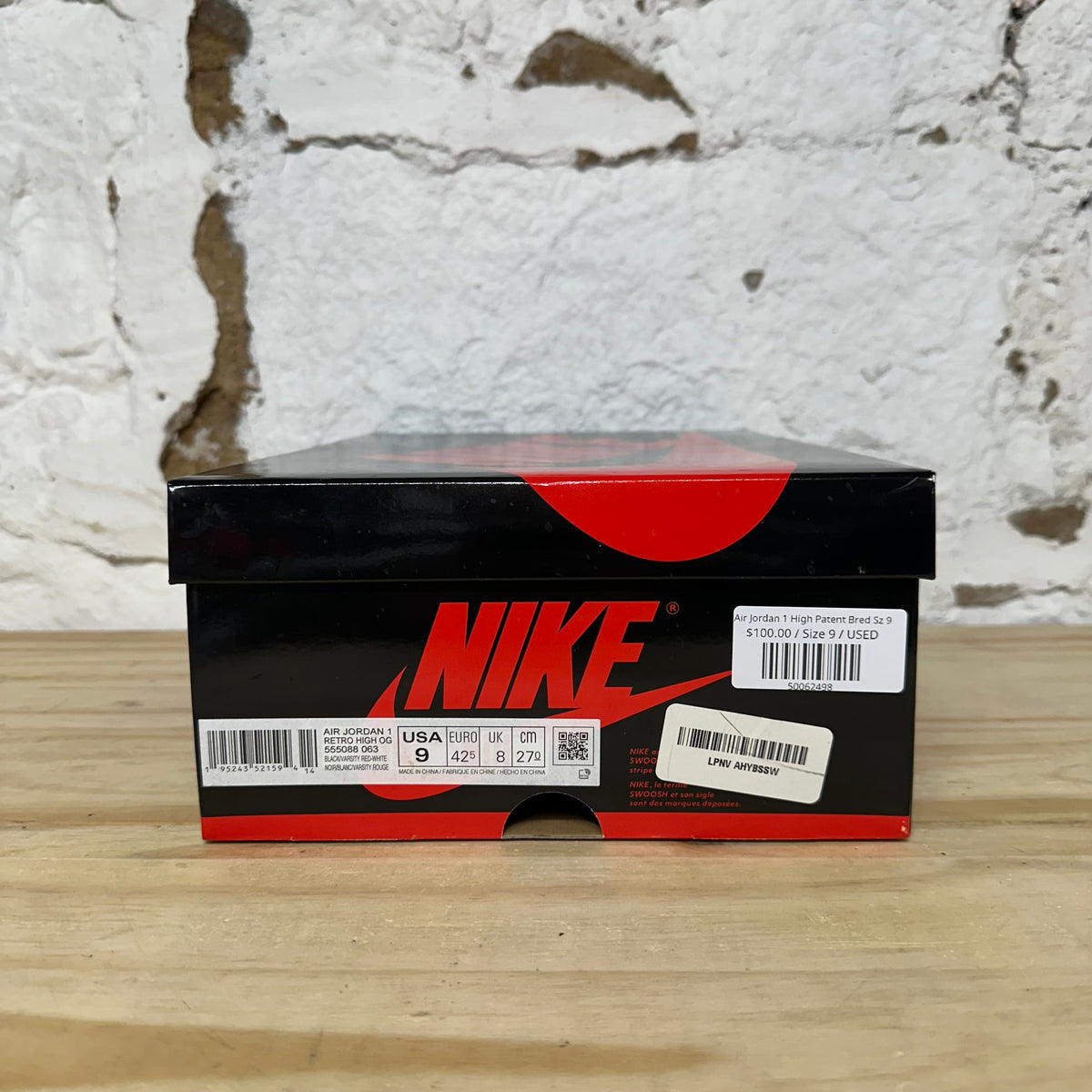 Air Jordan 1 High Patent Bred Sz 9