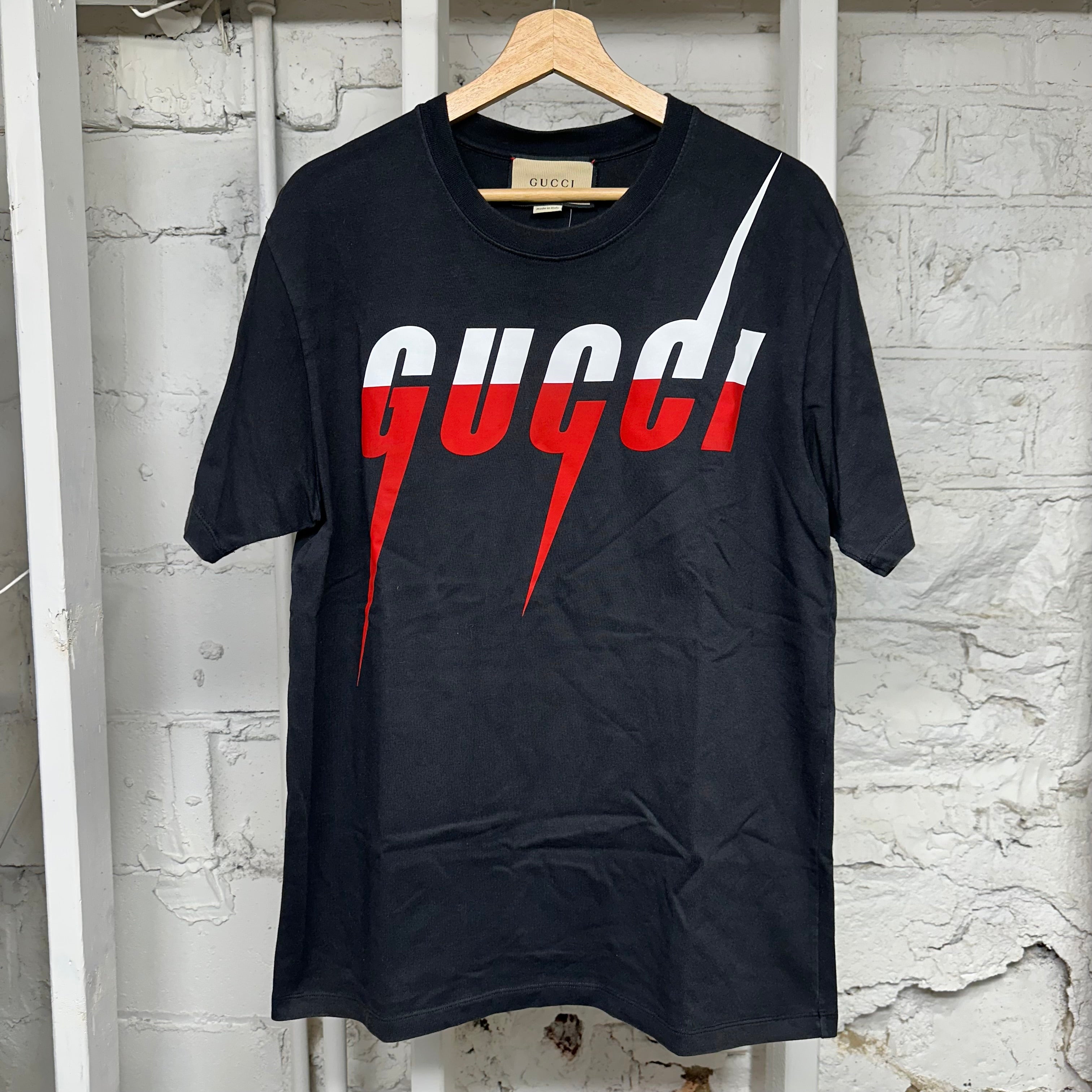 Gucci Flash Logo Black T-Shirt Sz S