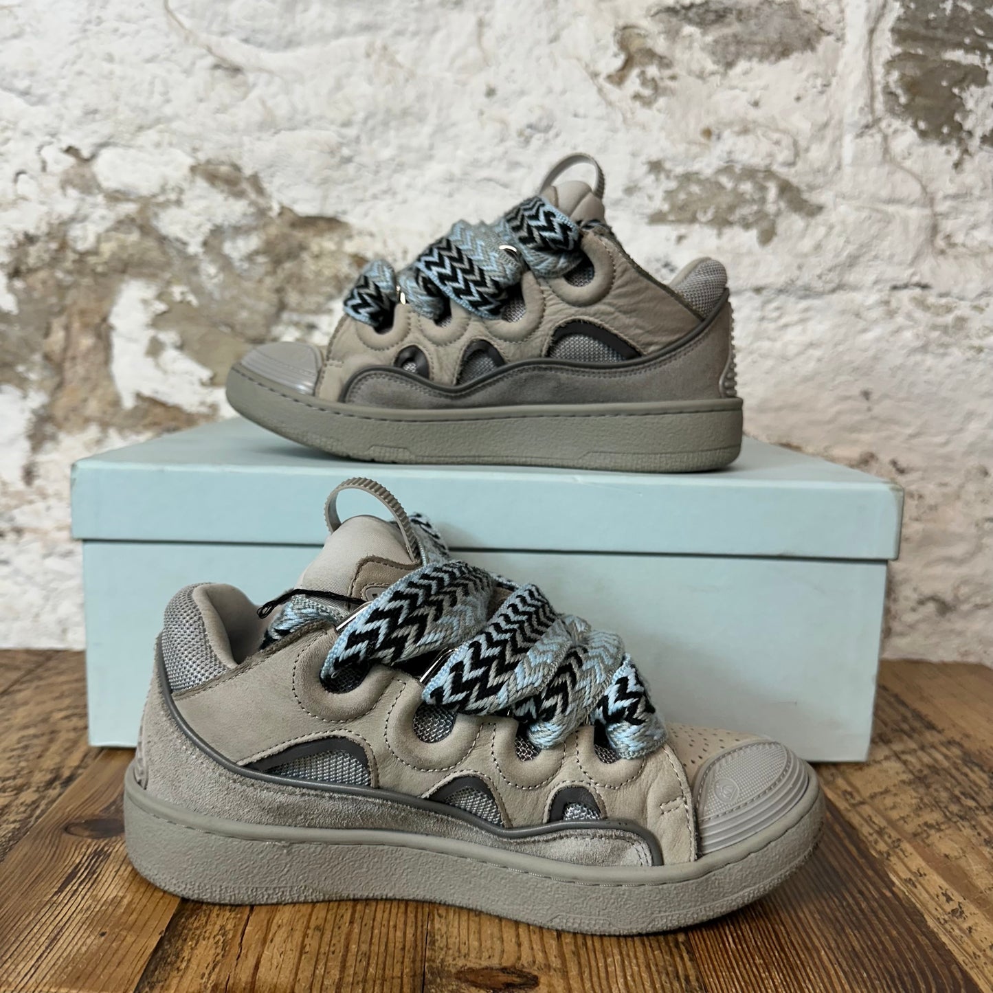 Lanvin Curb Blue Lace Grey Sneaker Sz 4.5 (36)