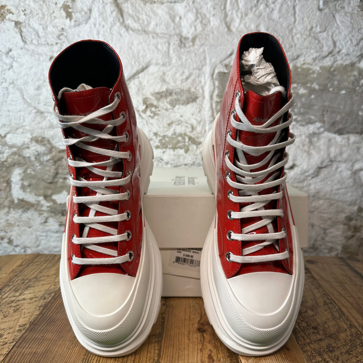 Alexander McQueen Red Patent White Tread Boot Sz 10 (43)