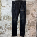 Amiri MX1 Camo Patch Black Denim Jeans Sz 38