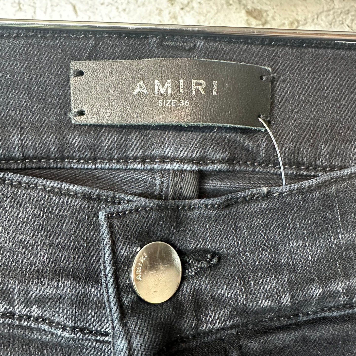 Amiri MX1 Black White Woven Black Denim Jeans Sz 36