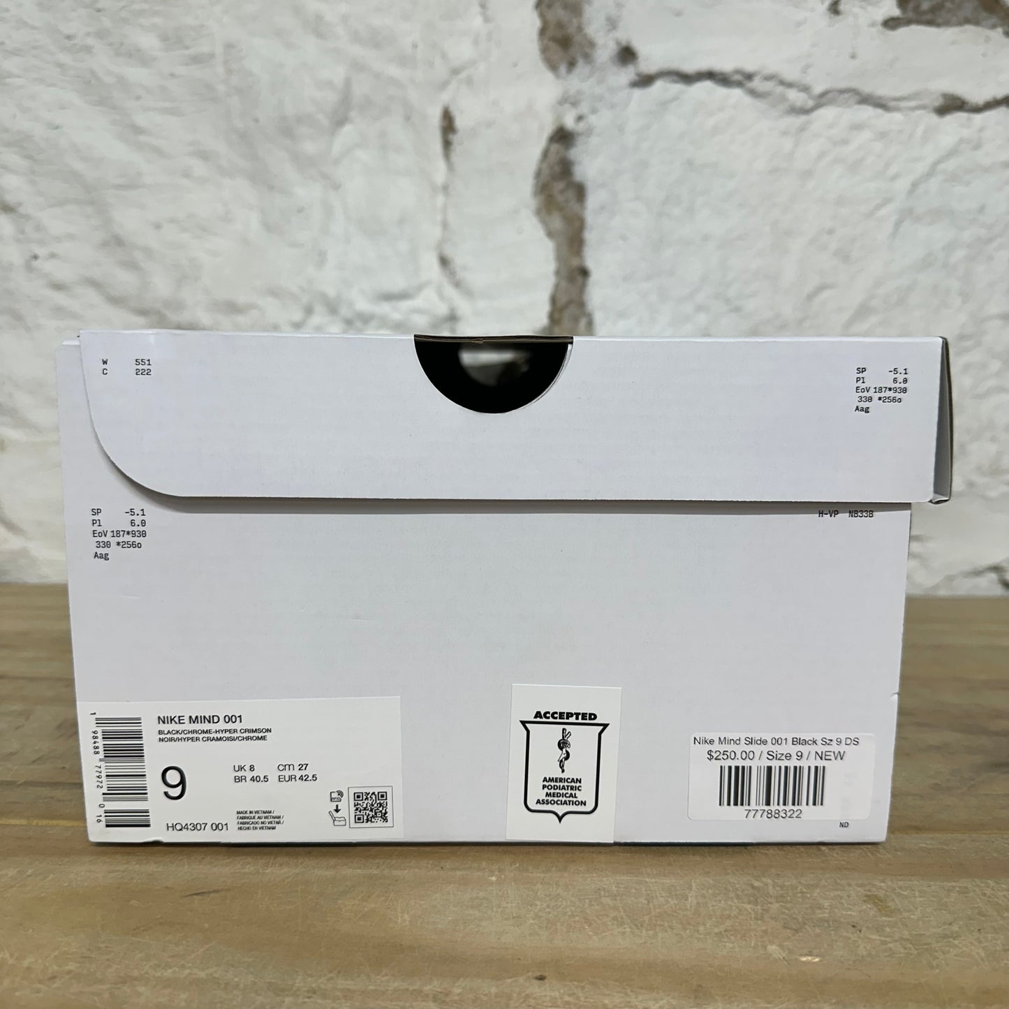 Nike Mind Slide 001 Black Sz 9 DS