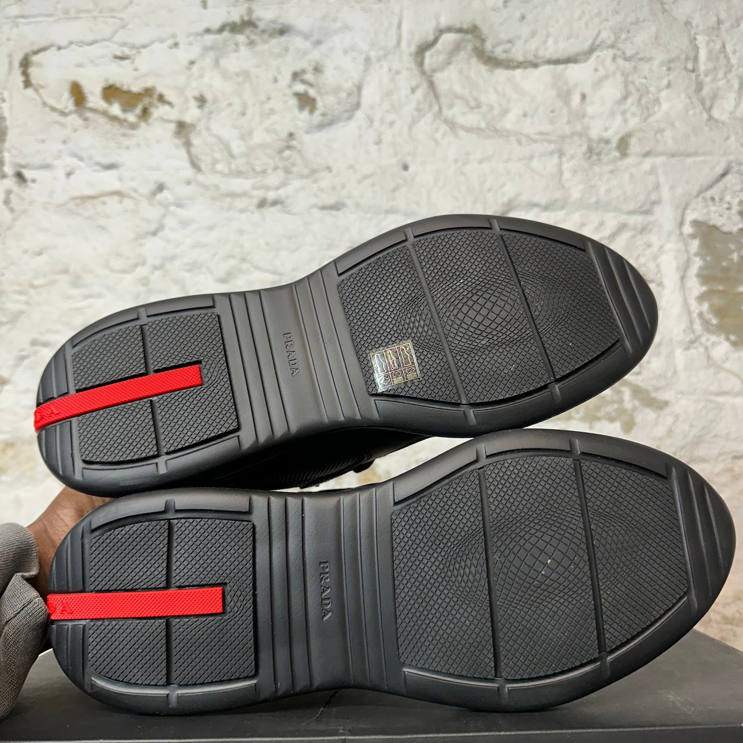 Prada Americas Cup Nero Leather Sneaker Sz 8 DS