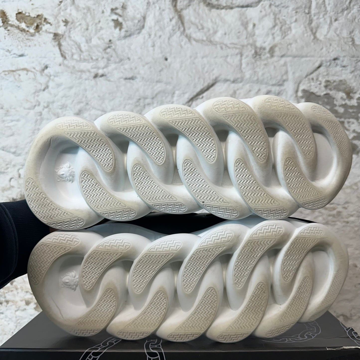 Versace Chain Reaction Black White Sneaker Sz 13 (46)