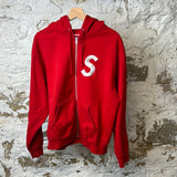Supreme S Logo Zip Up Hoodie Red Sz M