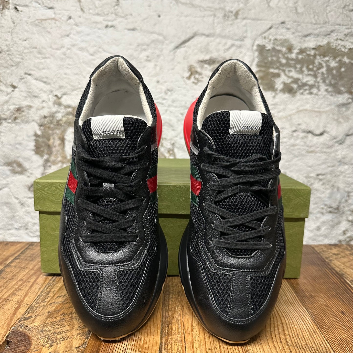 Gucci Rhyton Black Red Green Sneaker Sz 12.5