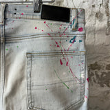 Amiri Paint Splatter Knee Rip Blue Denim Jeans Sz 34