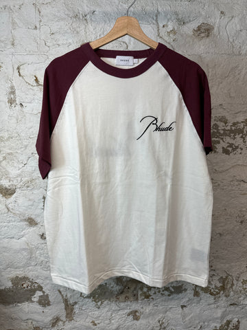 Rhude Raglan Maroon White T-shirt