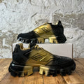 Prada Cloudbust Thunder Black Gold Patent Sneaker Sz 9