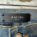 Amiri MX1 Orange Art Patch Blue Denim Jeans Sz 32