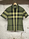 Burberry Green Plaid Button Up Sz XS