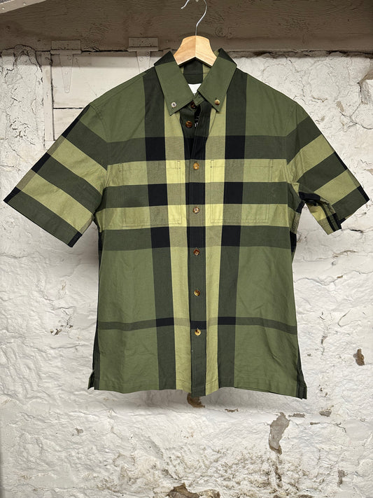 Burberry Green Plaid Button Up Sz XS