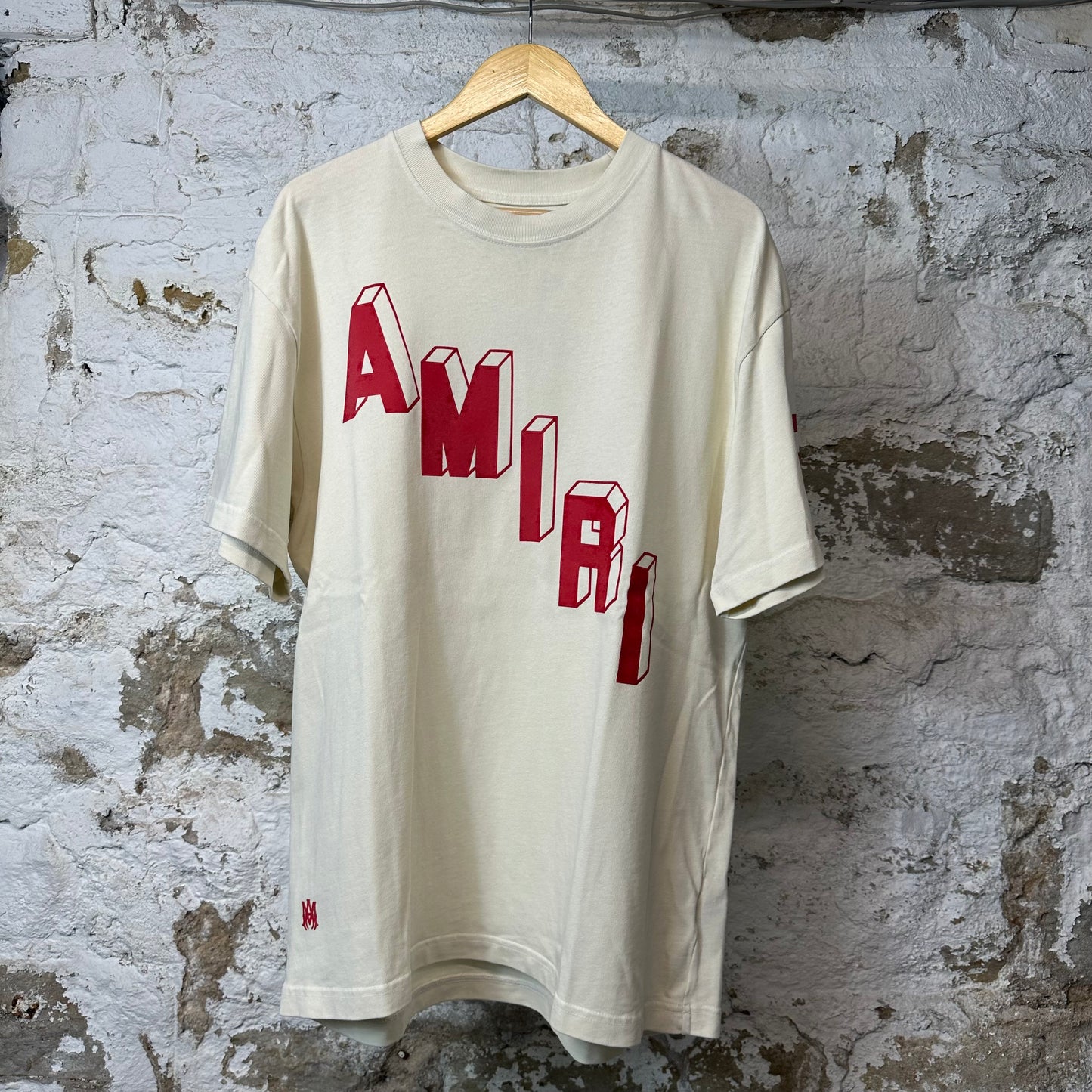Amiri Red Flocked Spell T-shirt Cream Sz L