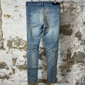 Amiri Plain Blue Distressed Denim Jeans Sz 33