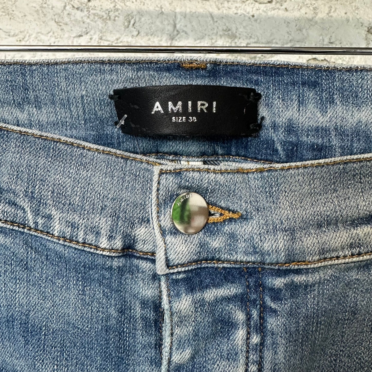 Amiri MX2 Brown Paisley Blue Denim Jeans Sz 38